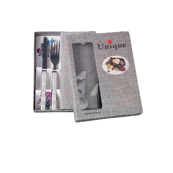 کاردو چنگال یونیک unique دسته اکلیل شفاف 12PCS پارچه
